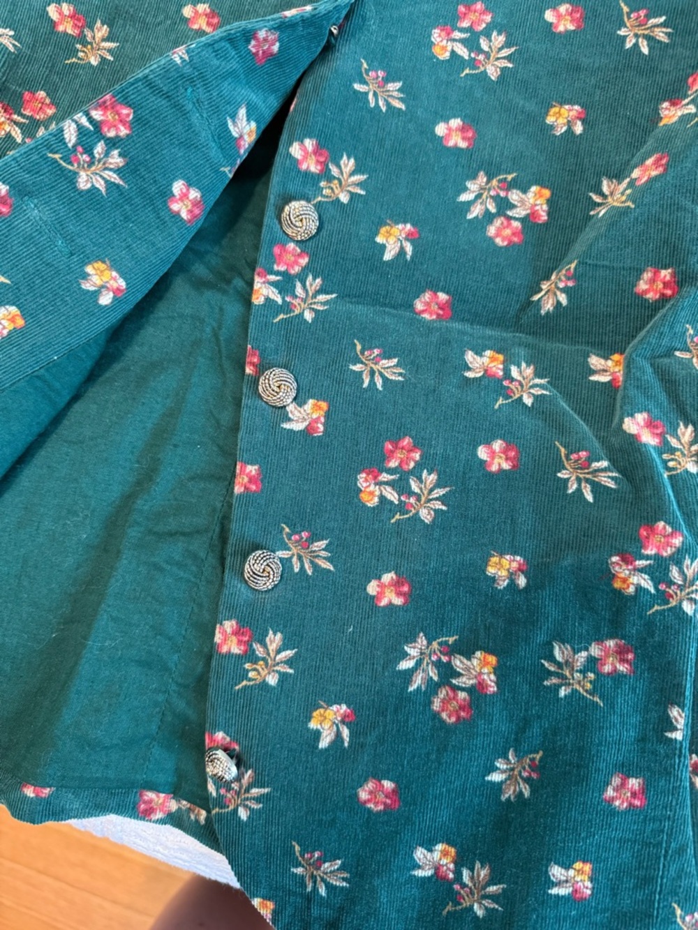 Vntg. 90s Karen Scott Green Floral Button Front Vest Cotton Size S - Picture 4 of 7